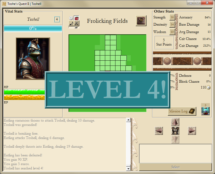 Level-up screenshot