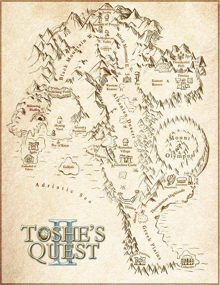 World Map of Toshe's Quest